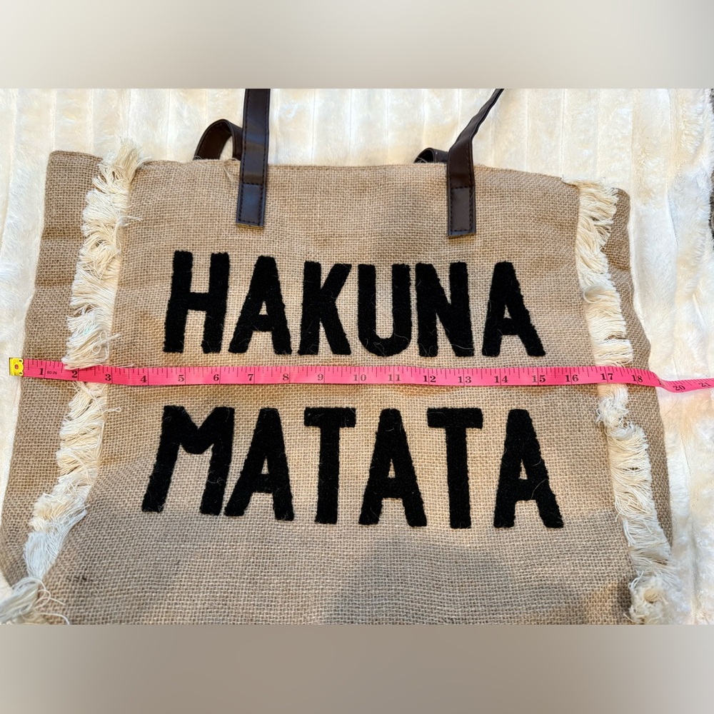 NWOT Hakuna Matata Tan and Black Canvas Tote Bag - Picture 5 of 5